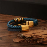 Leather Stainless Steel Braided Bracelet for Men