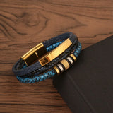 Leather Stainless Steel Braided Bracelet for Men