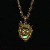 Bohemian Lion Head Pendant Necklace with Crystal Crown