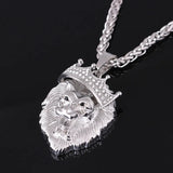 Bohemian Lion Head Pendant Necklace with Crystal Crown