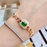 Geometric Green Zirconia Chain Bracelet