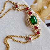 Geometric Green Zirconia Chain Bracelet