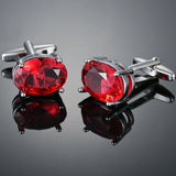 Red Crystal Cufflinks Geometric Cuff Link Business Shirt Jewelry