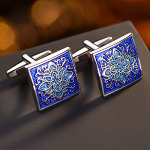 Red Crystal Cufflinks Geometric Cuff Link Business Shirt Jewelry