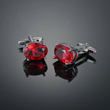 Red Crystal Cufflinks Geometric Cuff Link Business Shirt Jewelry