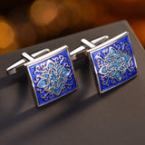 Red Crystal Cufflinks Geometric Cuff Link Business Shirt Jewelry