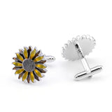 Men's Unisex Sun Flower Cufflinks Golden Round French Shirt Cuff Buttons