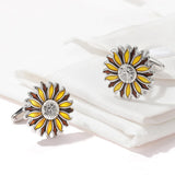 Men's Unisex Sun Flower Cufflinks Golden Round French Shirt Cuff Buttons