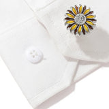 Men's Unisex Sun Flower Cufflinks Golden Round French Shirt Cuff Buttons