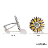 Men's Unisex Sun Flower Cufflinks Golden Round French Shirt Cuff Buttons