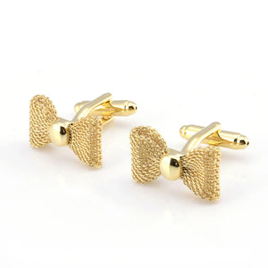 Metal Bow Cuff Links Sliver Business Party Shirts for Cufflinks