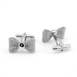 Metal Bow Cuff Links Sliver Business Party Shirts for Cufflinks