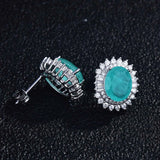 Paraiba Tourmaline Stone Earrings Ear Stud Wedding Jewelry
