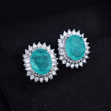 Paraiba Tourmaline Stone Earrings Ear Stud Wedding Jewelry