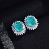Paraiba Tourmaline Stone Earrings Ear Stud Wedding Jewelry