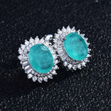 Paraiba Tourmaline Stone Earrings Ear Stud Wedding Jewelry