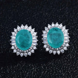 Paraiba Tourmaline Stone Earrings Ear Stud Wedding Jewelry