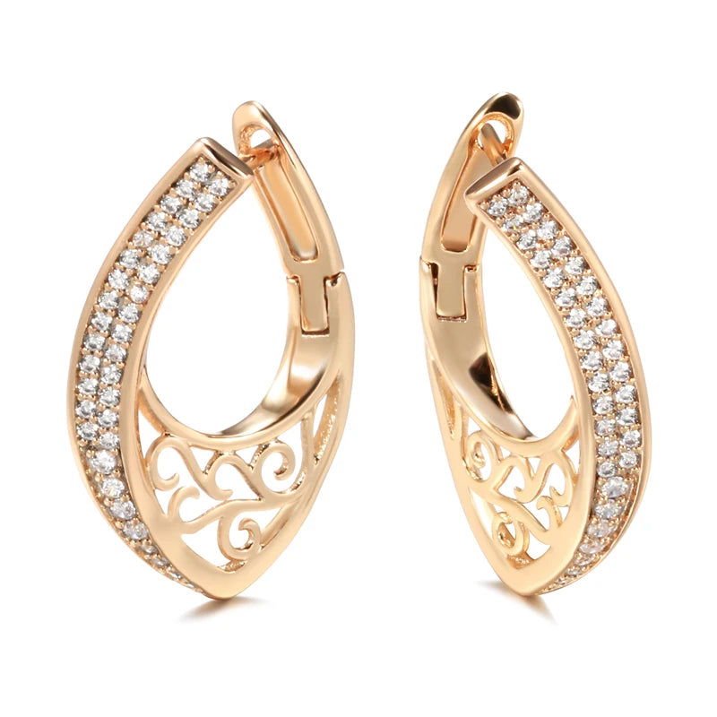 Vintage Natural Zircon Drop Earrings 585 Wedding Jewelry