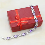 Purple Zircon Crystal Chain Bracelet 925 Sterling Silver
