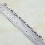 Purple Zircon Crystal Chain Bracelet 925 Sterling Silver