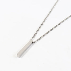 Rectangle Pendant Men's Stainless Steel Chain Necklace 3mm Width