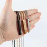 Rectangle Pendant Men's Stainless Steel Chain Necklace 3mm Width