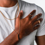 Rectangle Pendant Men's Stainless Steel Chain Necklace 3mm Width