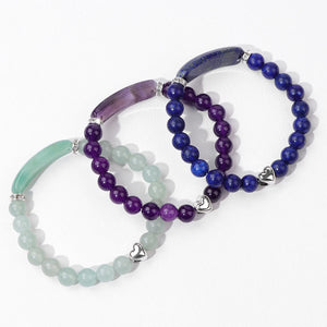 Rectangle Shape Charm Bracelets Natural Stone Beads Strand Bracelets