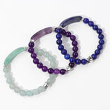Rectangle Shape Charm Bracelets Natural Stone Beads Strand Bracelets