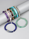 Rectangle Shape Charm Bracelets Natural Stone Beads Strand Bracelets