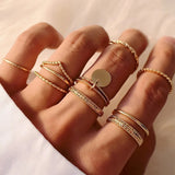 Flower Moon Heart Rhinestone Rings Set Wedding Jewelry