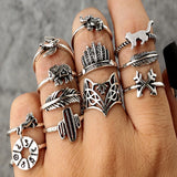 Flower Moon Heart Rhinestone Rings Set Wedding Jewelry