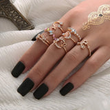 Flower Moon Heart Rhinestone Rings Set Wedding Jewelry