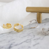 S925 Concave Convex Hoop Earrings for Women Jewelry