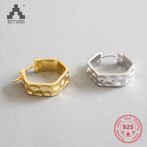 S925 Concave Convex Hoop Earrings for Women Jewelry