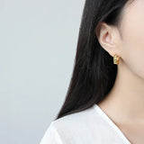 S925 Concave Convex Hoop Earrings for Women Jewelry