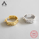 S925 Concave Convex Hoop Earrings for Women Jewelry