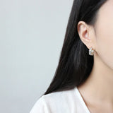 S925 Concave Convex Hoop Earrings for Women Jewelry