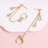 Crystal Rhinestone Chain Ear Cuff Clip Earrings