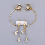 Crystal Rhinestone Chain Ear Cuff Clip Earrings