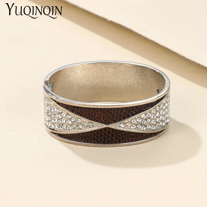 Vintage Rhinestone Open Bracelets Round Jewelry
