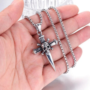 Skull Dagger Cross Pendant Men's Necklace