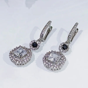 Square Shape Drop Earrings Brilliant Bridal Wedding Jewelry Dangle Earring