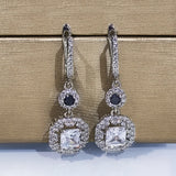 Square Shape Drop Earrings Brilliant Bridal Wedding Jewelry Dangle Earring