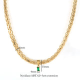 Square Zircon Pendant Choker Necklace Heavy Chain for Party