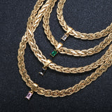 Square Zircon Pendant Choker Necklace Heavy Chain for Party