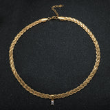 Square Zircon Pendant Choker Necklace Heavy Chain for Party