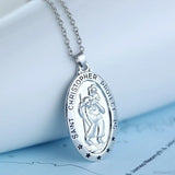 St. Christopher Oval Pendant Necklace for Women Clavicle Chain Party Jewelry