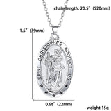St. Christopher Oval Pendant Necklace for Women Clavicle Chain Party Jewelry