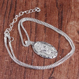 St. Christopher Oval Pendant Necklace for Women Clavicle Chain Party Jewelry